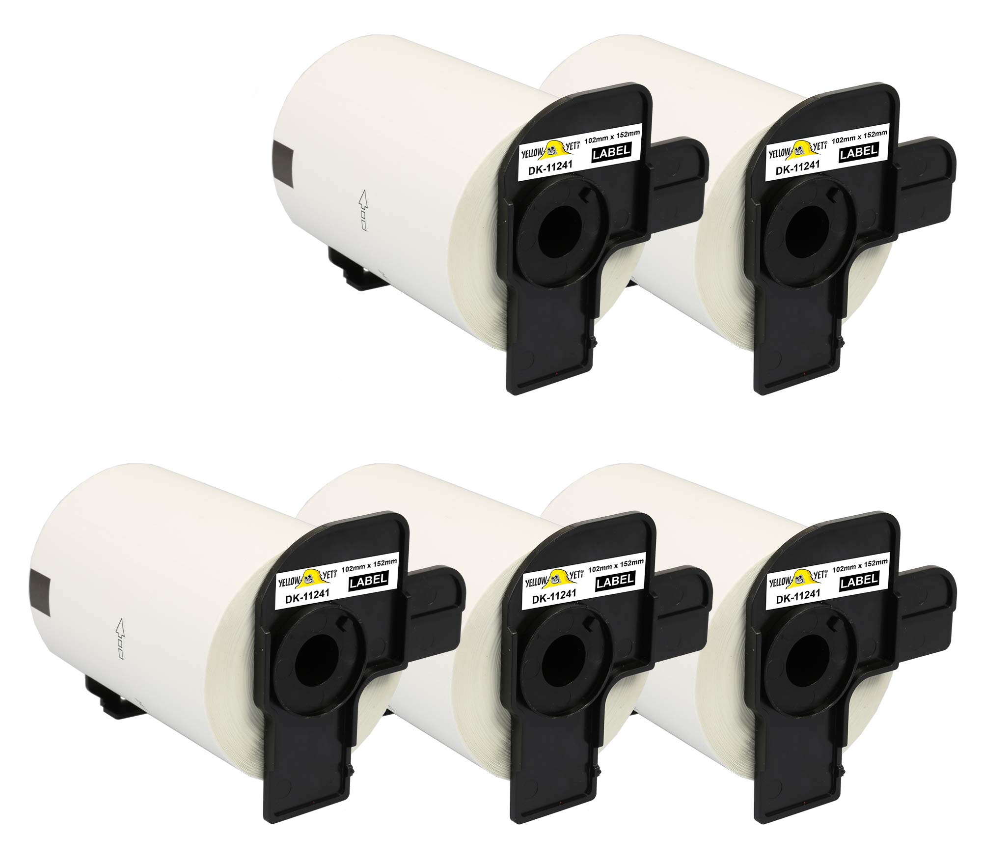 Yellow Yeti 5 Rolls DK-11241 102 x 152mm Large Shipping Labels Compatible with Brother P-Touch QL-1050 QL-1050N QL-1060N QL-1100 QL-1110NWB | 200 Labels per Roll