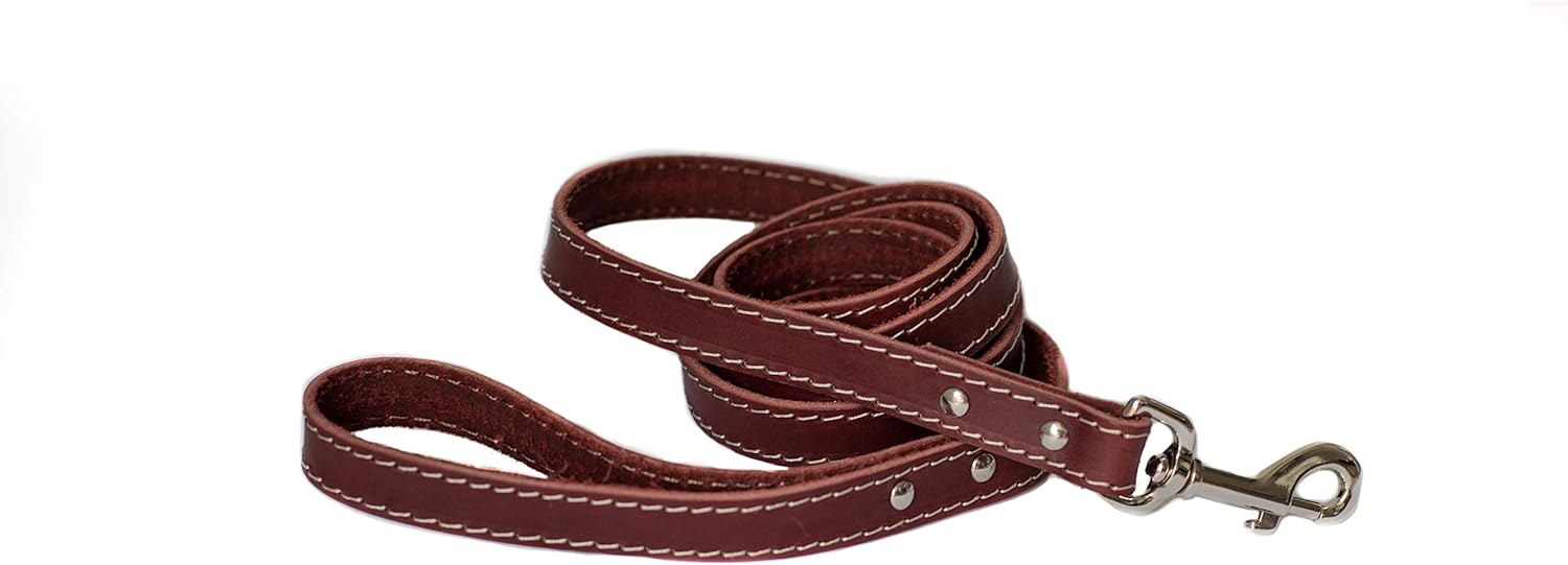 Euro Dog Leash Affordable European Luxury Burgundy Leather Dog Lead Made in USA
