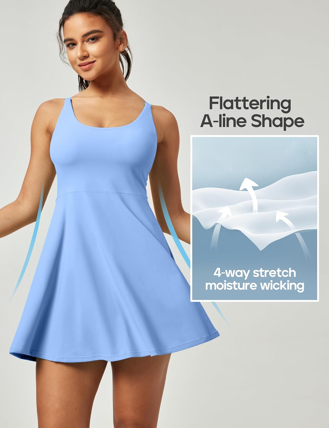 Heathyoga Tennis Dresses for Women Athletic Dress with Shorts Underneath Workout Dress with Pockets Summer Golf Outfits - Image 6