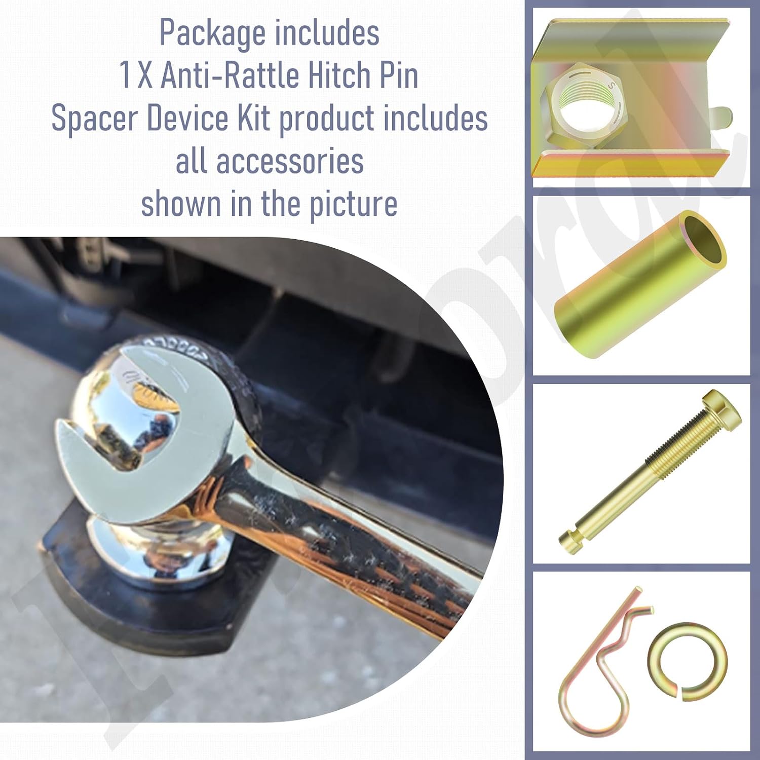 Upgrade 22323 Anti-Rattle Hitch Pin Shim Device Compatible with 2-Inch Receiver (5/8-in Hole), Protection Against Vibration and Noise