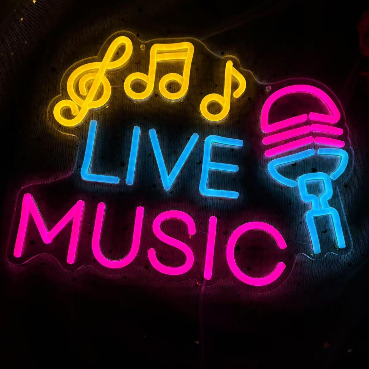 Segno del DJ delle luci dello studio al neon dell'insegna di musica dal vivo, studio di registrazione della decorazione | Jamming Room, Bar Neon Signs Autunno Retro Music Show Party Decor