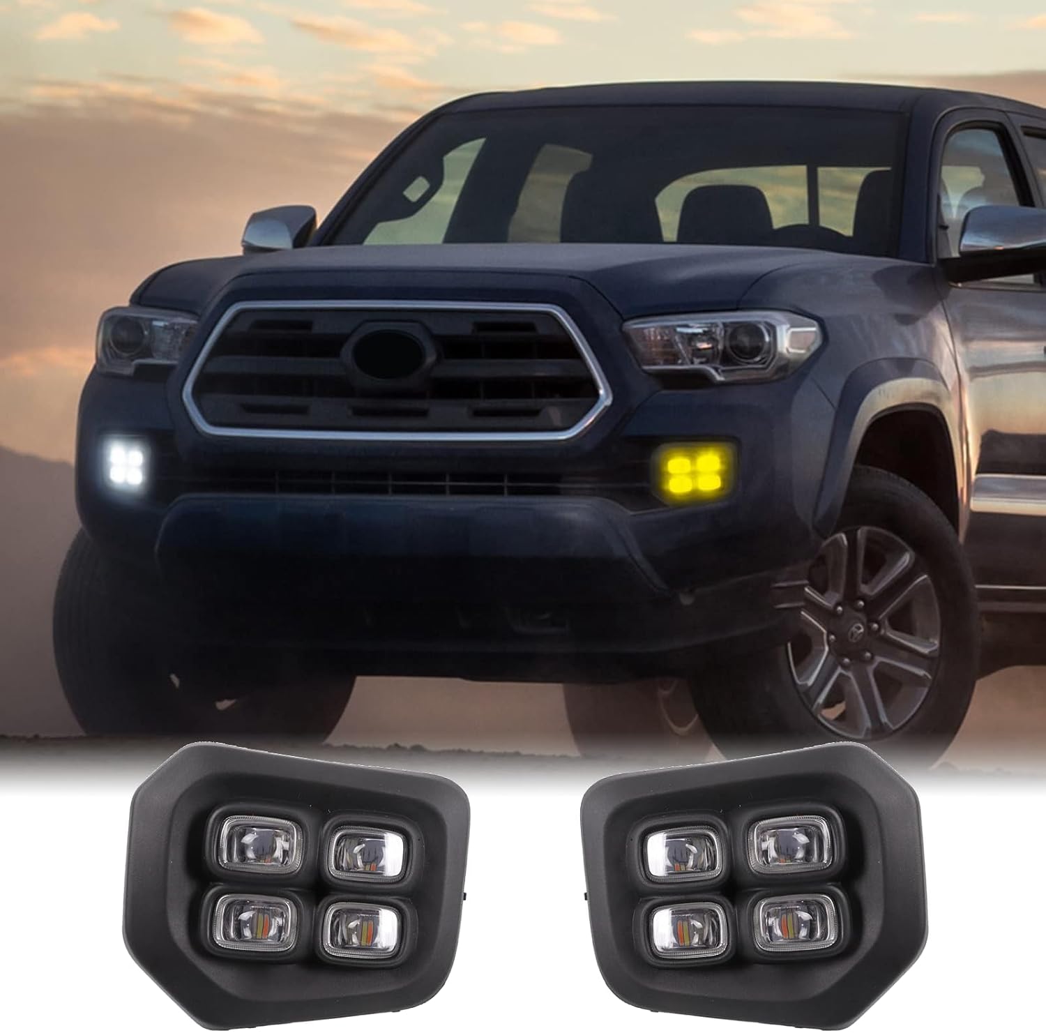 Driving Fog Lights Assembly Fit for 12-15 2012-2015 Toyota Tacoma Switchback White/Amber LED Turn Signal light 2012 2013 2014 2015 Toyota Tacoma Daytime Running Lights, 2-Pack