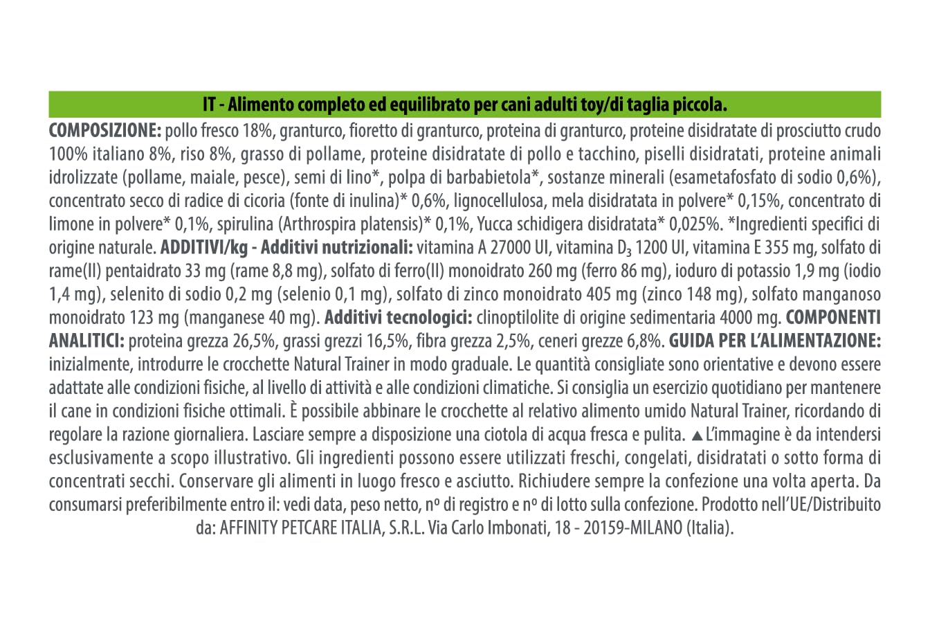 Trainer Natural Cibo per Cani Small and Toy Adult, Prosciutto Crudo, 2 Kg