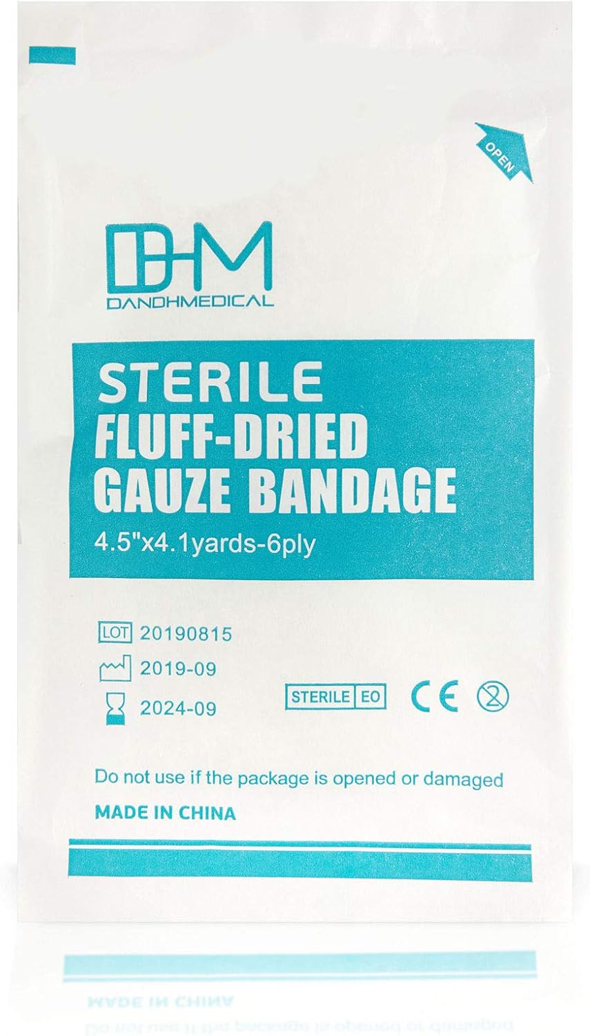 8 Pack Sterile Gauze Stretch Bandage Roll, 4 Inch X 4 Yards 6 Ply Approved, Used for Wound Care, Easy to Use Cotton Ply Rolled Hand Wrap Dressing Ankles & Knees. Add to First Aid Supplies : Health & Household
