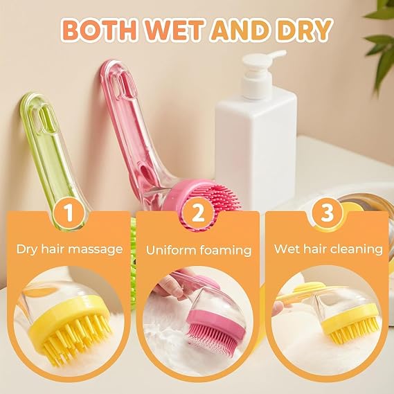 Pet Bath Brush For Dogs, Lettuce dog Washing With Shampoo Dispenser, Dog Shower brush, 2-In-1 Pets Bath Massage Brush For Dogs Long and Short Hair (2pcs-e)