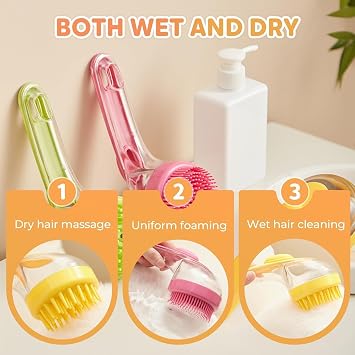 Pet Bath Brush For Dogs, Lettuce dog Washing With Shampoo Dispenser, Dog Shower brush, 2-In-1 Pets Bath Massage Brush For Dogs Long and Short Hair (2pcs-e)