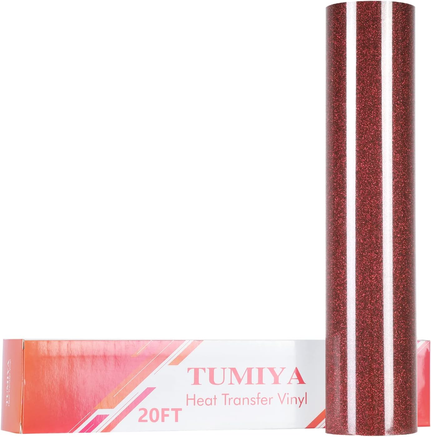 TUMIYA Glitter Red HTV - 12' x 20 Ft Glitter Heat Transfer Vinyl Rolls, Iron On Vinyl for DIY Design