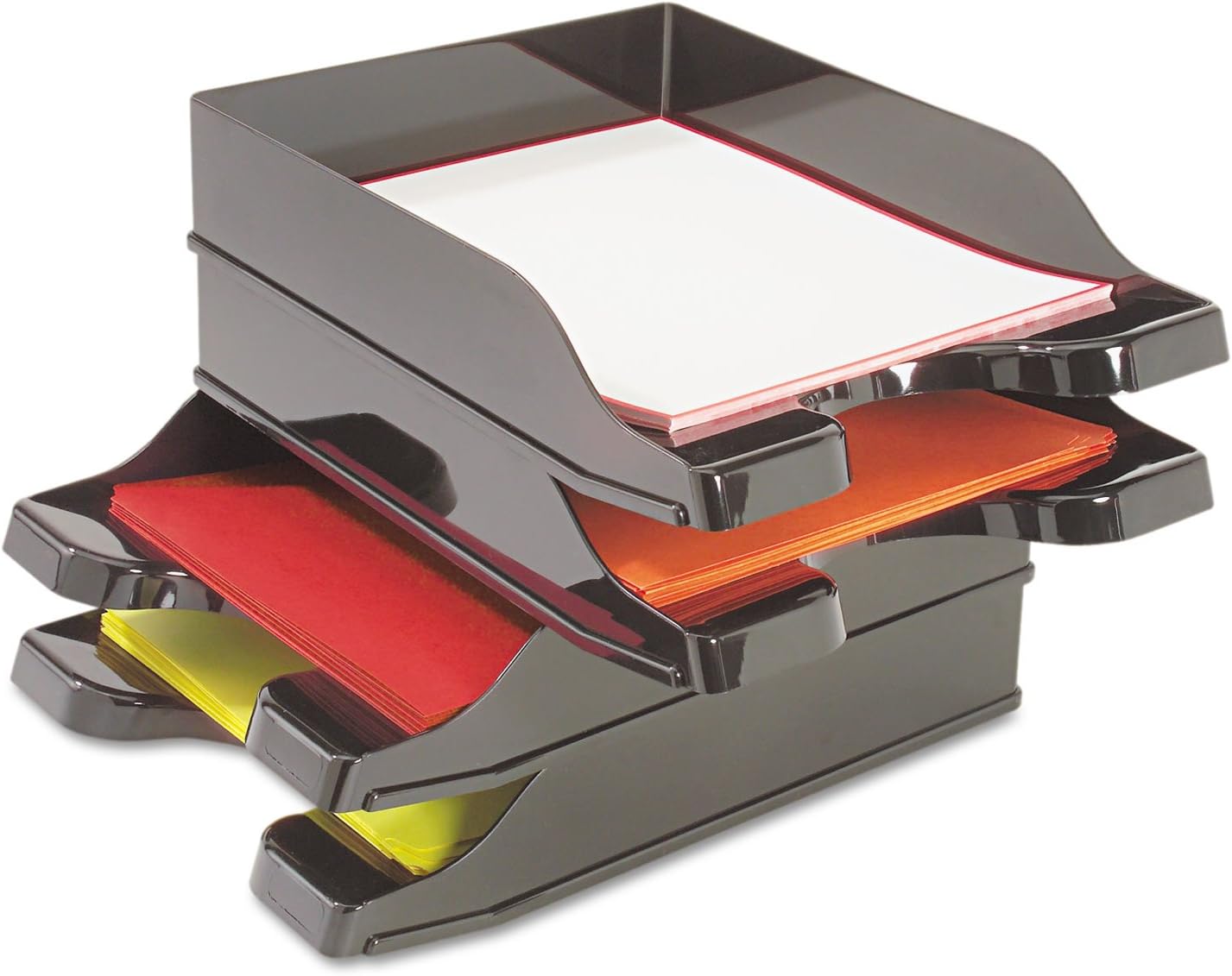 Deflecto 63904 Multi-Directional Stacking Tray,10-Inch x13-3/4-Inch x2-1/2-Inch ,2/ST,BK