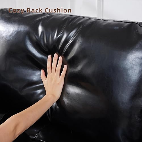 Miniatura 6 de WILLOVE Sofá biplaza de piel sintética de 74 pulgadas, sofá pequeño con cojín de asiento copetudo con botón y 2 almohadas de cojín, sofás modernos