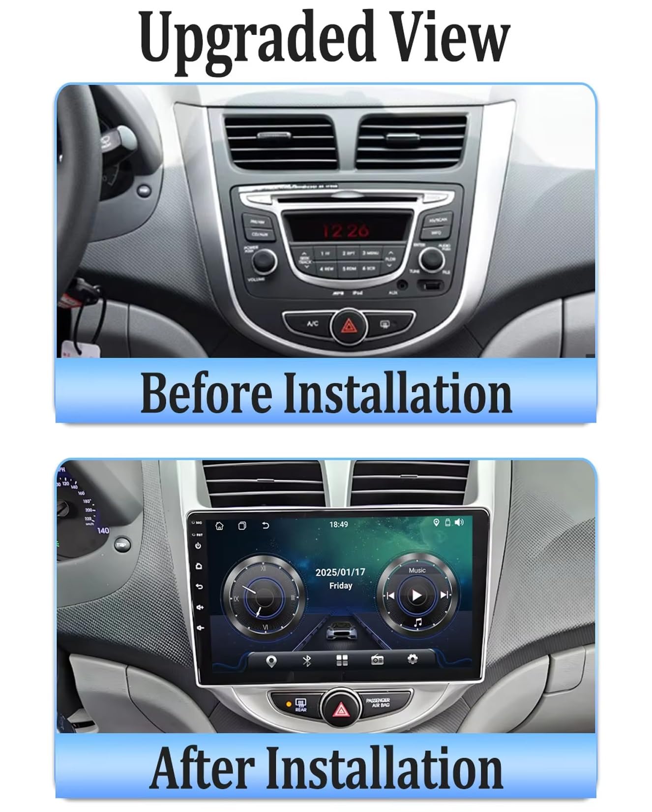 Ekran Carplay dla Hyundai Solaris Verna Accent 1 2010-2016 Przenośne Radio Samochodowe Z Ekranem Dotykowym Hd, Funkcją Mirror Link I Carplay;, 4 Rdzeń 2G+32G