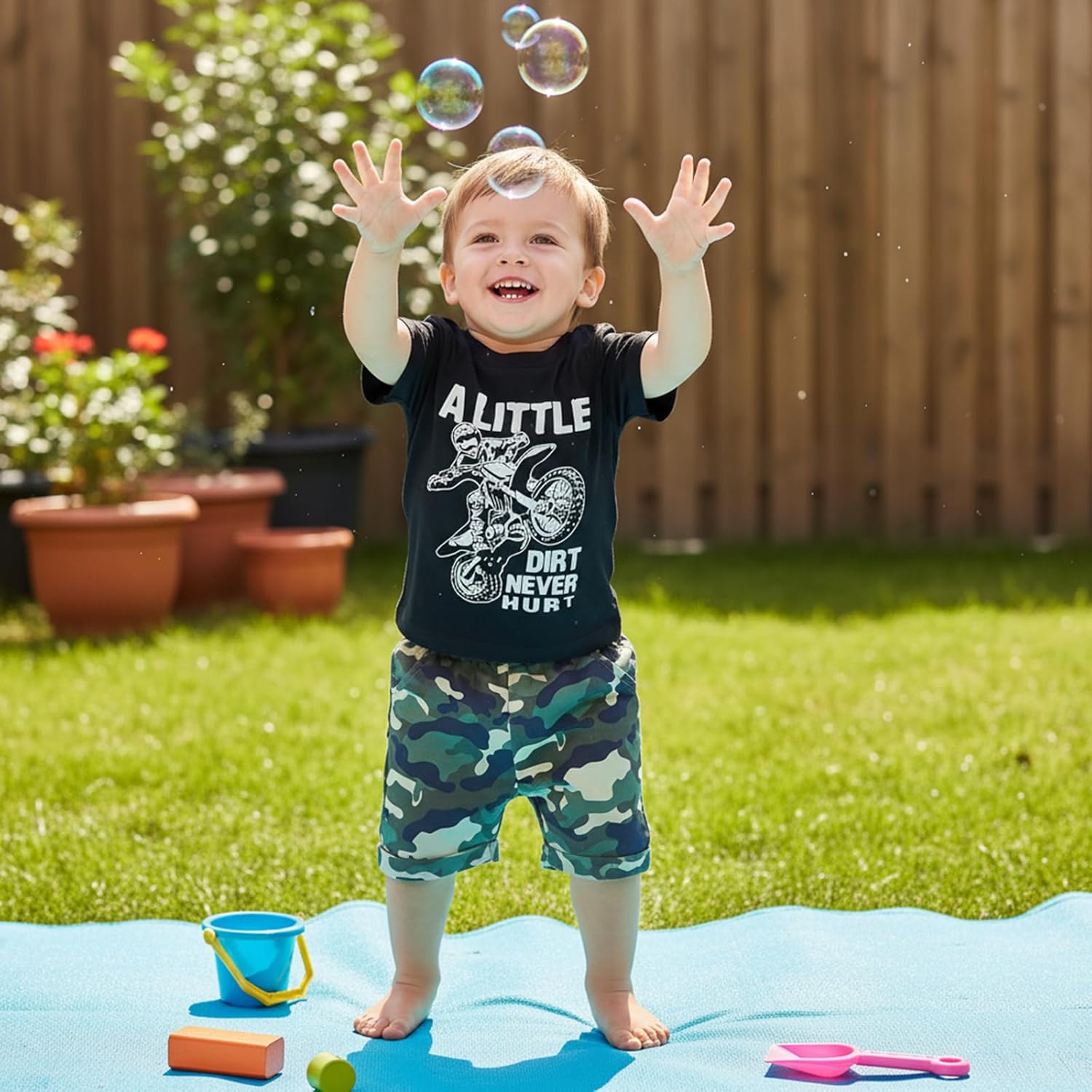 WZTYYDS Toddler Kids Baby Boy Summer Clothes 2T 3T 4T 5T Vehicles Letter Print Short Sleeve Tops Camouflage Shorts Outfits - Image 2