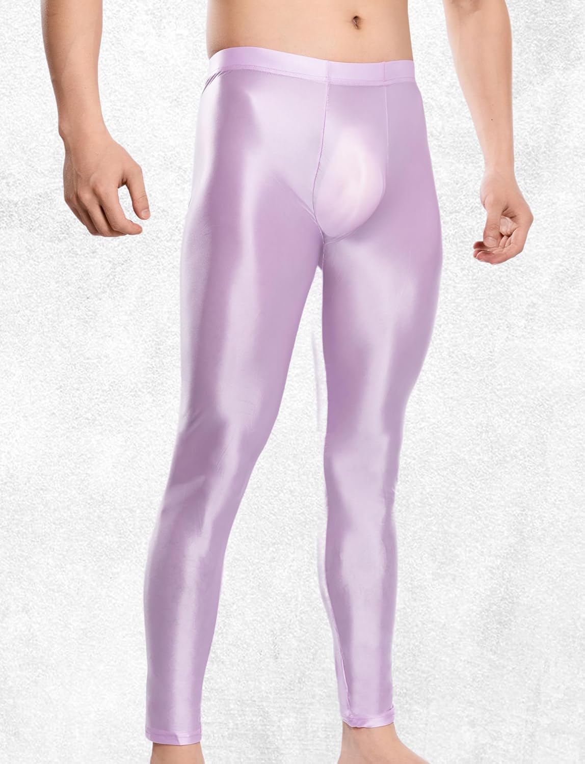 FEOYA Mens Oil Shiny Glossy Compression Pants Stretchy Nylon Smooth Leggings Tights Pants for Yoga Running Gym Workout - Image 3