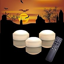 3 Pack Halloween Pumpkin Lights with Remote and Timer, Bright Flickering Battery Operated LED Light Flameless Candle Set for Pumpkin D&eacute;cor Jack-O-Lantern Halloween Party Home Decorations, White Color