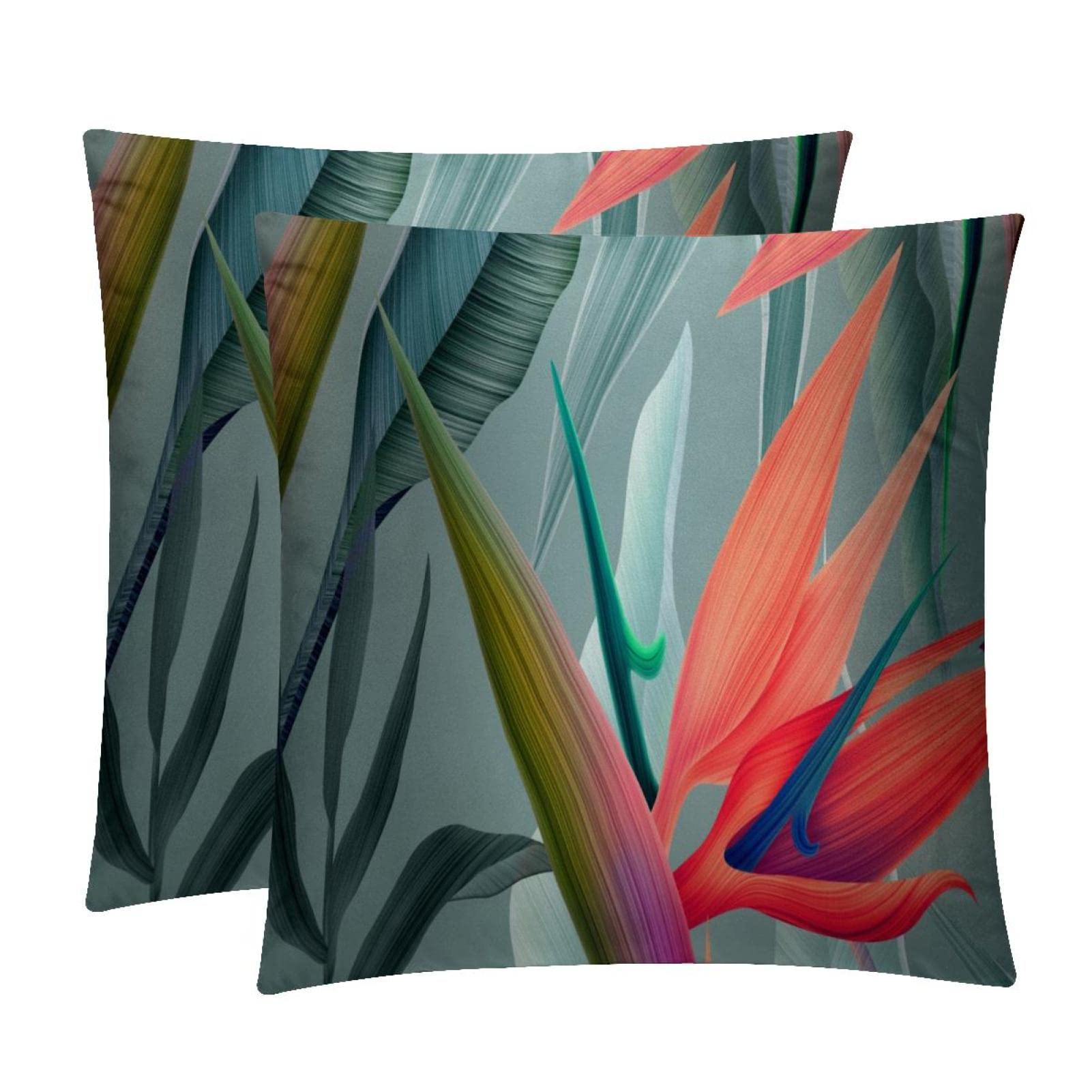 TBOUOBT Set of 2 Decorative Throw Pillow Covers Cushion Cover for Sofa Bedroom Car, Bird of Paradise Tropical Flower Morden
