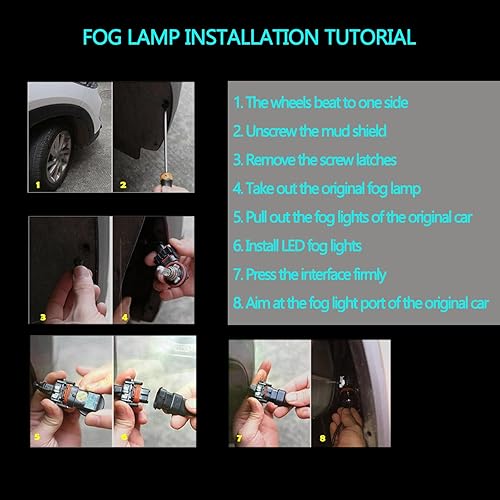 Miniatura 6 de leediga 2 bombillas antiniebla H11H8 para automóvil, 0.709 in x 2.362 in, 5730-33SMD 12V 6500K aleación LED de alto brillo antiniebla, accesorio de