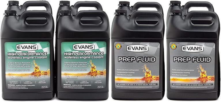 EVANS Prep & Performance Combo Pack, EC53001 High Performance Waterless Coolant 4 Gallons, EC42001 Waterless Prep Fluid 4 Gallons