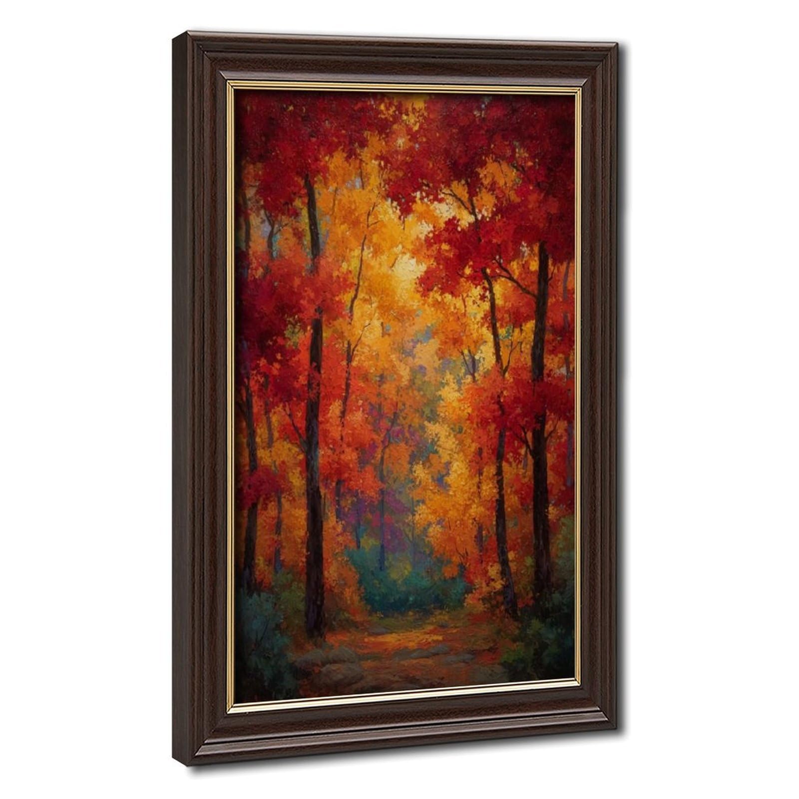 Bareronor Grey Fiery Autumn Colors Forest Canvas Poster Bedroom Decor Landscape Office Room Decor Gift 24" L X 36" W