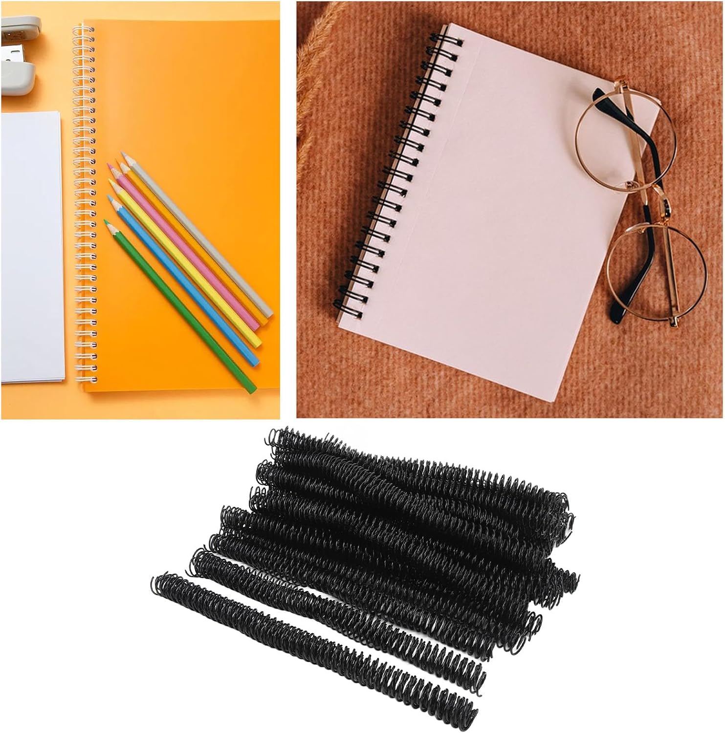 Binding Spiral, 48 Teeth Wide Application 16mm Diameter 4 : 1 Pitch 100PCS 140 Sheets Capacity 360 Degree Rotation Combs Spine for Engineer Files (Black)
