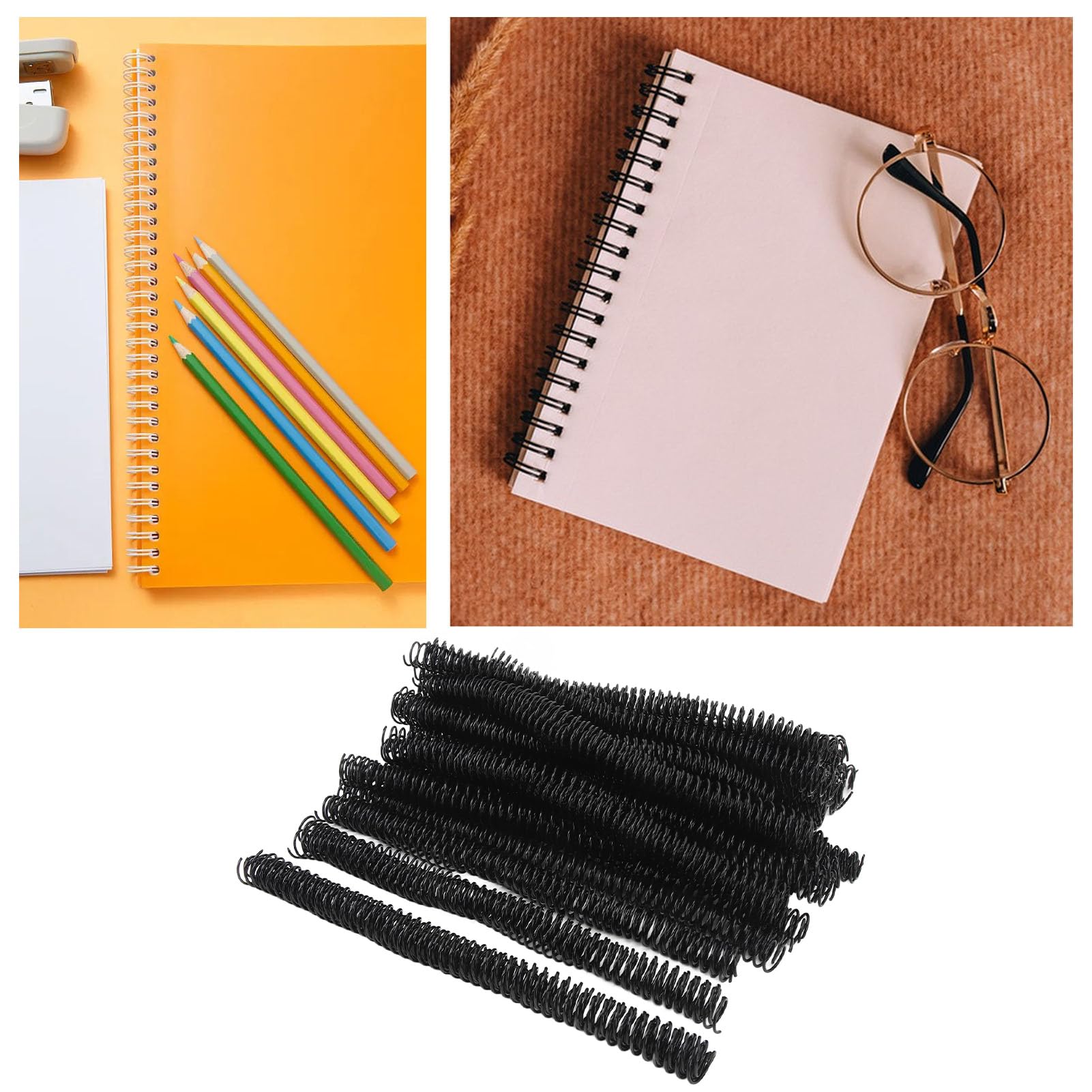Bobine di rilegatura a spirale da 16 mm, dorso di pettini di rilegatura in plastica da 100 pezzi, bobine di rilegatura con passo 4:1 per carta A4, dorso di rilegatura a spirale in (Nera)