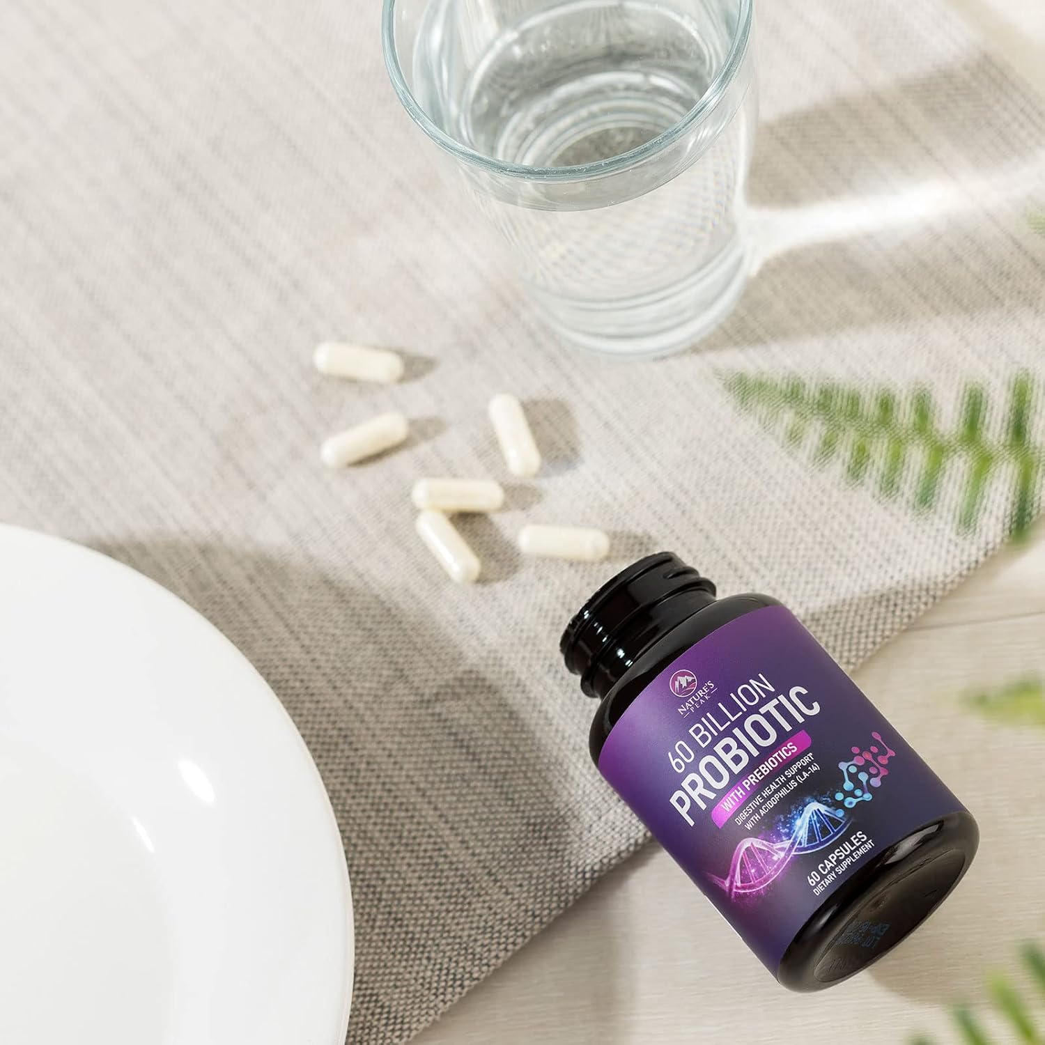 Probiotics, 60 Billion CFU per Serving, Probiotic with Prebiotics for Digestive & Immune Health Support for Women & Men - Nature's Supplement is Shelf Stable, Soy, Dairy & Gluten Free - 60 Capsules