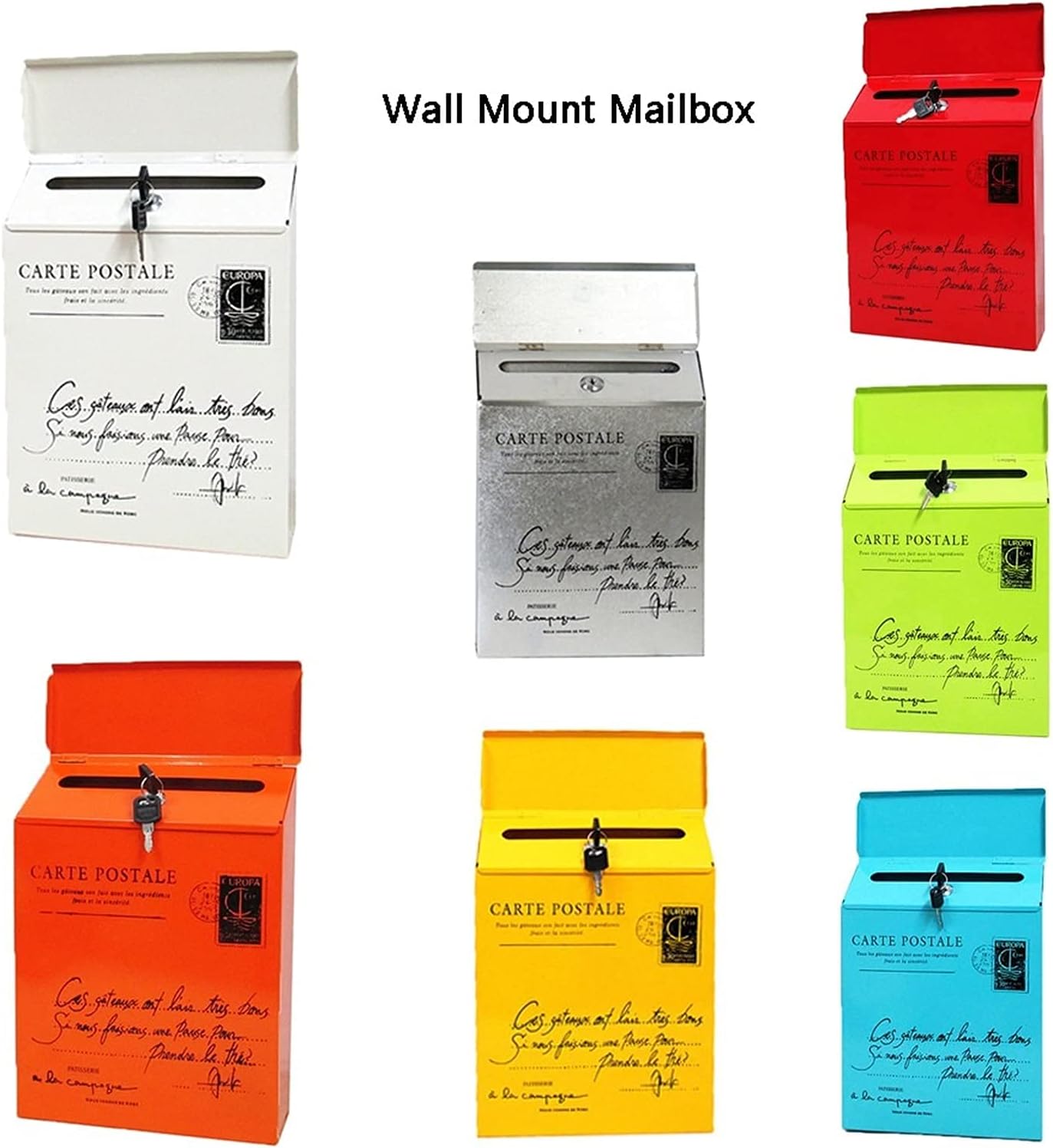 Galvanized Letterbox Postbox Wall Mount Suggestion Box Outdoor with Lock for Home Garden Cafe Shop Wall Decor Lockable Mailbox (Color : G)