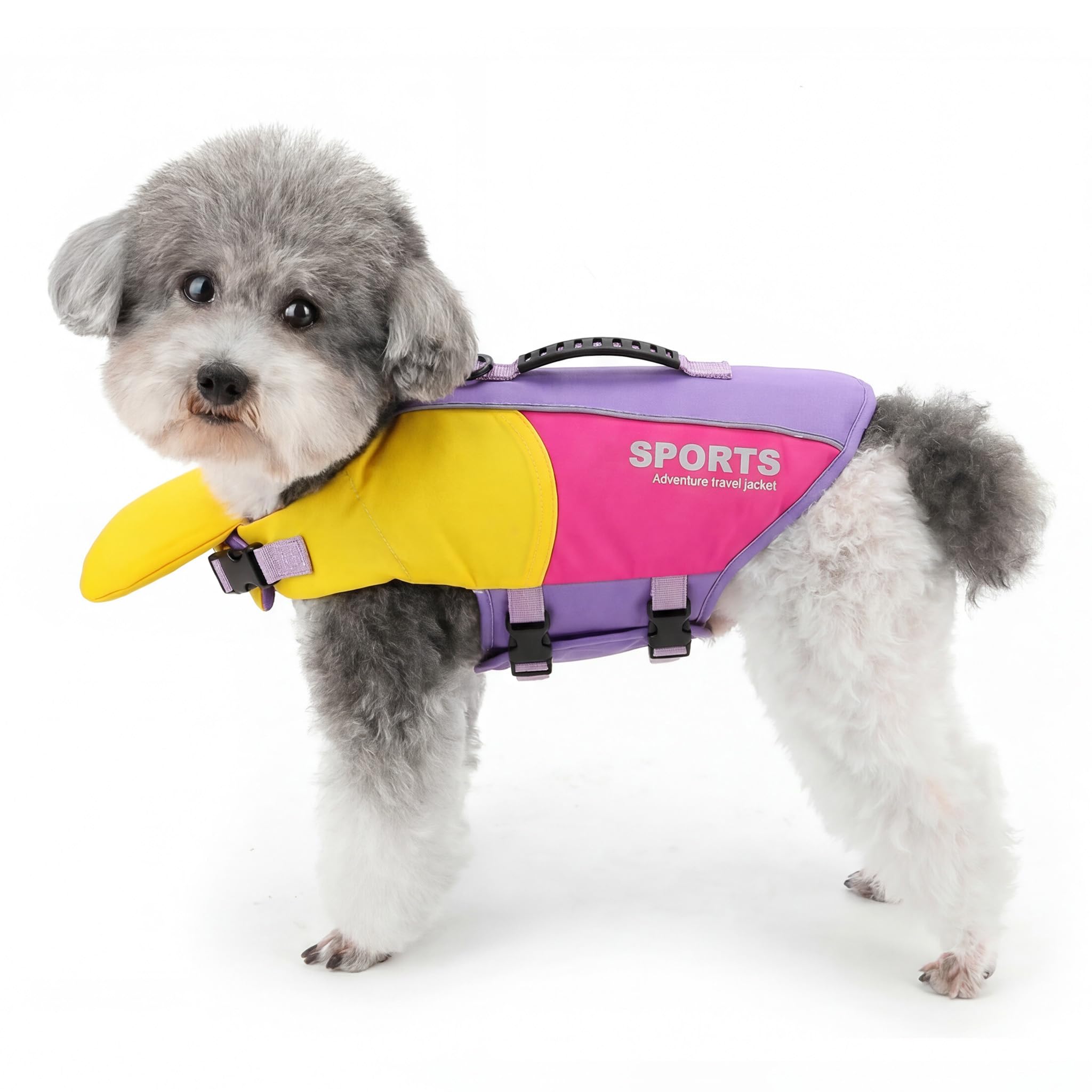 Zunea Dog Life Jackets with Handle for Small Medium Dogs, Adjustable Reflective Puppy Life Vest for Swimming with D-Ring, Pet Buoyancy Aid Safety Swimwear for Outdoor Beach Pool & Boating Purple S