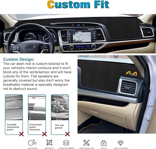 Miniatura 7 de x xotic tech Alfombrilla para consola central para tablero de instrumentos precortada, antideslizante, protector solar antirreflejos, cubierta