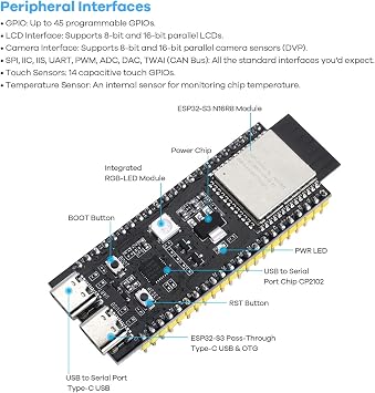 LAFVIN AIoT Starter Kit, ESP32-S3 AI Voice Control Electronics Starter Kit, DHT11 Temperature Humidity Sensor, Servo, Relay for Smart Home & IoT DIY Projects