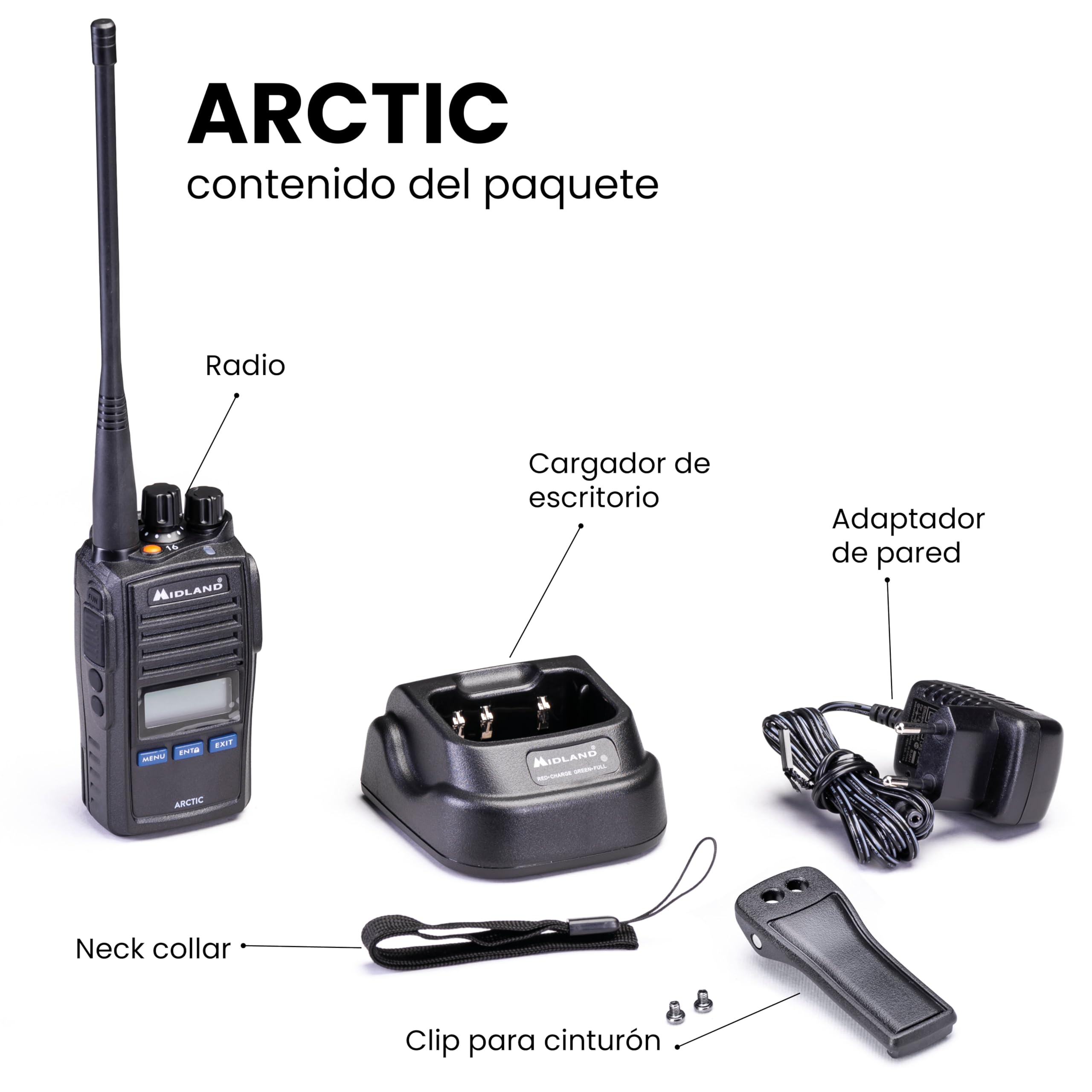 Midland Arctic VHF Marine Band Radio Transceptor de Mano con Triple función de Reloj