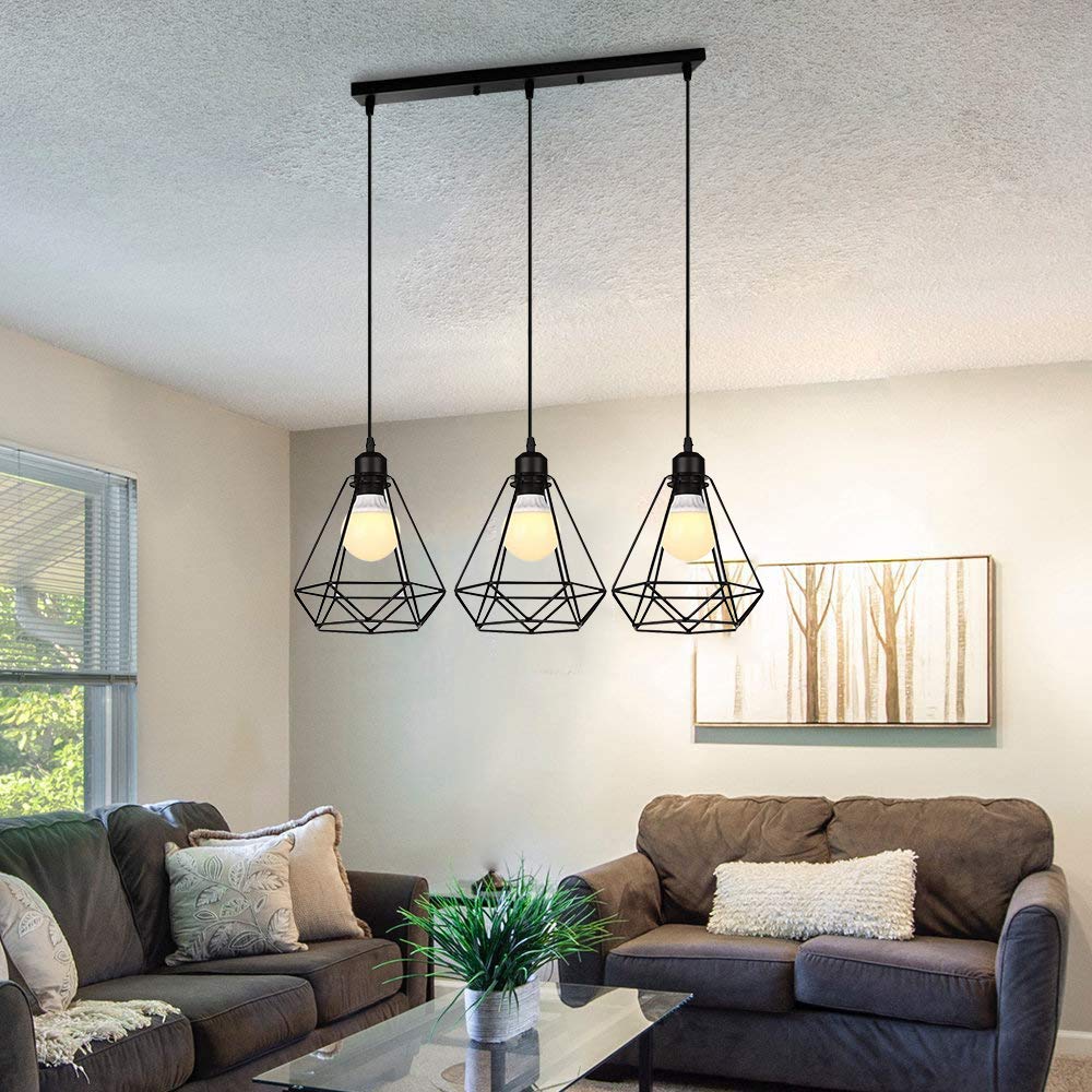 Plafonnier Industrielle Retro En Métal Cube Fer Noir, Suspension Luminaire Pour Salon Chambre Café Bar Restaurent Salle à Manger - Diamant | Leroy Merlin