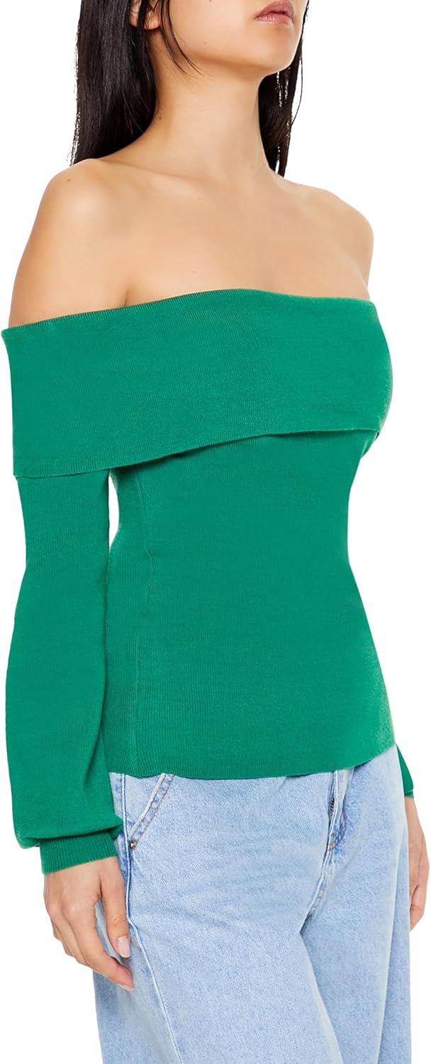Forever 21 Womens Fitted Off-The-Shoulder Sweater - Image 4