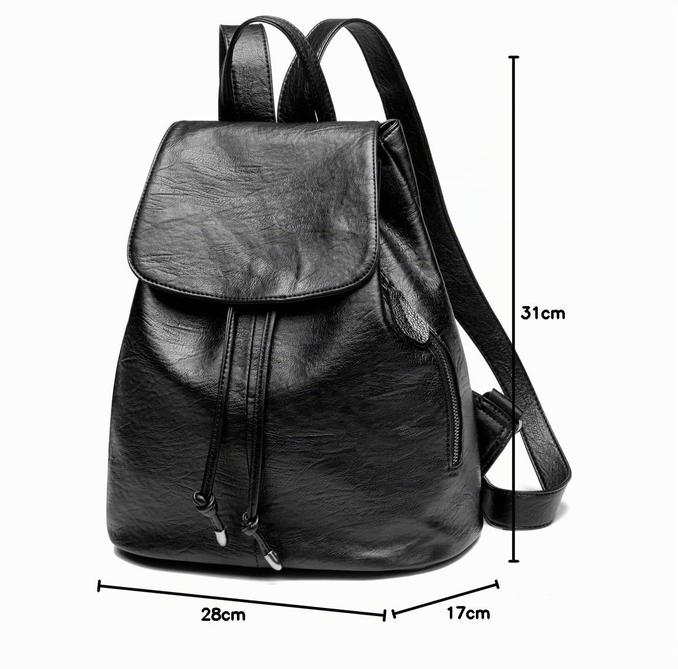 Mochila Casual para Mujer de PU Cuero Suave, Bolsa con Cierre de Cordón Antirrobo Escolar, Mochila Clásica Elegante Ligero Impermeable Multibolsillos Ideal para Trabajo, Escuela y Viaje