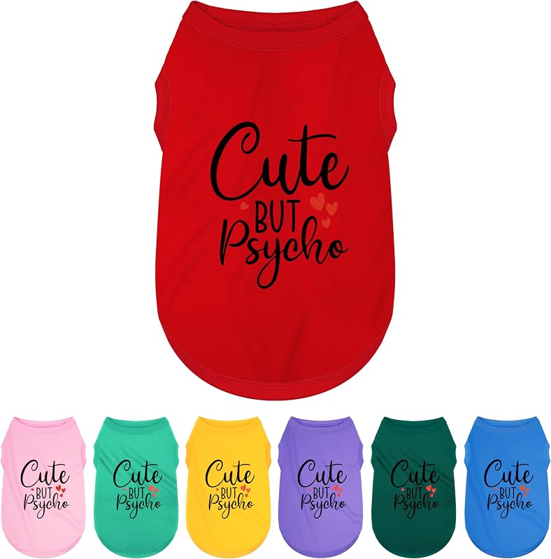Camiseta Regata para Cães Paiaite em Poliéster com Estampa “Cute but Psycho” Vermelha, Tamanho XL
