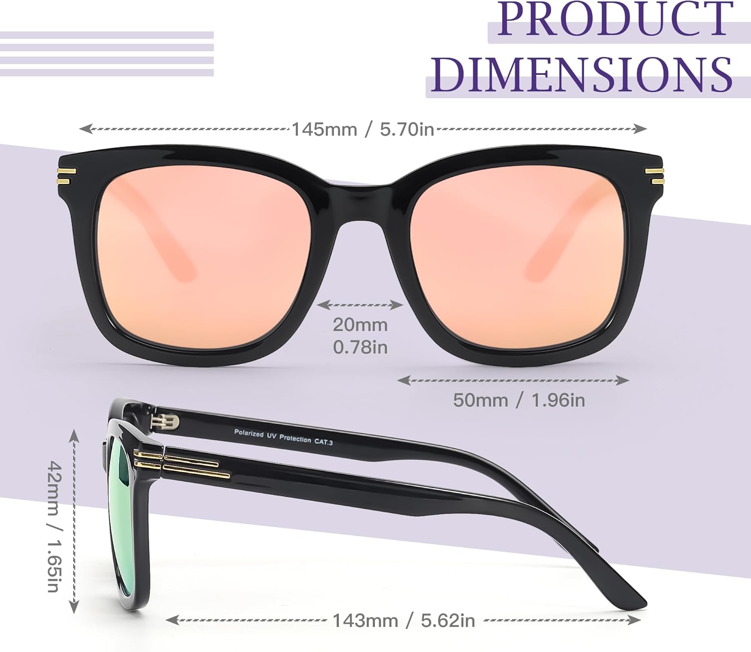 SIPHEW Polarized Sunglasses for Women/Men|Large Frame Sunglasses w UV400 Protection| Oversized Square S Mirrored Shade - Image 6