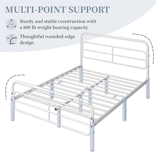 Miniatura 9 de Topeakmart Base de cama individual de plataforma de metal con cabecera moderna con patrón geométrico, fácil de montar, almacenamiento debajo de la