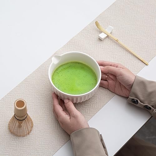 Miniatura 9 de Matcha Whisk Set, Matcha Set Includes Ceramic Matcha Bowl, Matcha Whisk and Holder, Bamboo Scoop, Sifter, Scoop Rest and Tea Towel - 7 Pcs Matcha