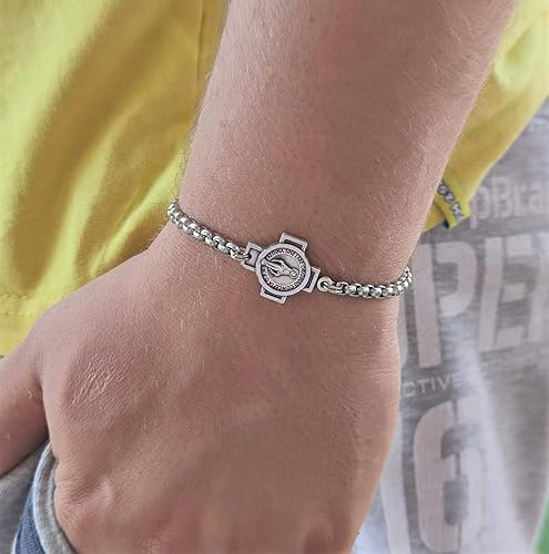 Miniatura 5 de Catholic Miraculous Medal Bracelet Cross Charm Religious Gift Men Women Kids Adjustable Stainless Steel Chain