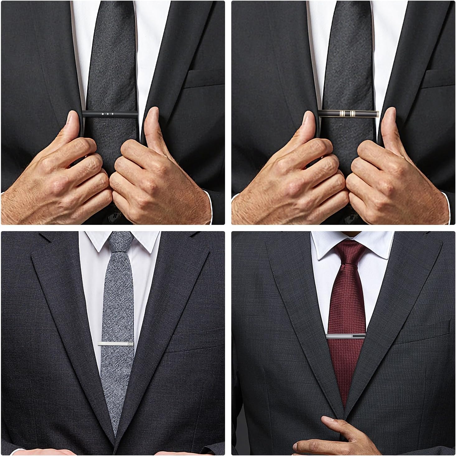 Wynameleri Tie Bars Clips 8 PCS, 1.6 Inches Business Shirt Necktie Pin Pinch Clip Set for Men B0308035