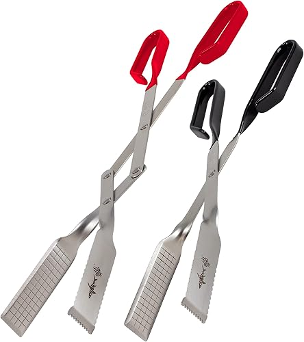 Shark BBQ Juego de pinzas (paquete de dos) pinzas para parrilla de 13 y 17 pulgadas y volteadores de carne para asar a la parrilla en parrillas de