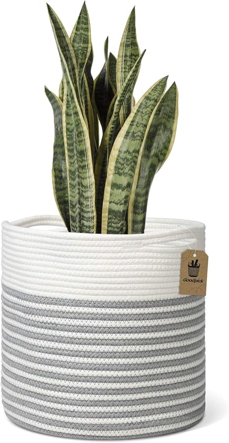 Amazon Co Jp Goodpick プランター コットンロープ バスケット 8 9号用 おしゃれ 鉢カバー バスケット 室内 直径30 5x30 5 Cm Diy 工具 ガーデン