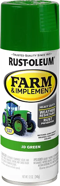Rust-Oleum Farm & Implement JD Green Spray Paint | Tractor & Implement Coating, Equipment Restoration, Rust Prevention, Durable Outdoor Finish, 12 Oz