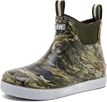 Homtechly Rain Boots for Men Waterproof Deck Boots Anti-Slip Rubber Boots Ankle Boots Mid Calf Durable Outdoor Work Shoes Garden Boots Slip On Mud Boots for Fishing,Boating and Camping Sailing