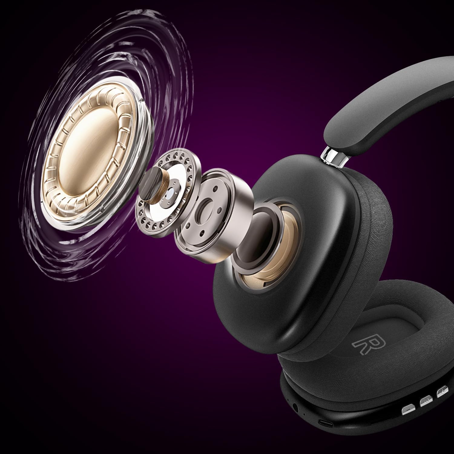 Mpods Wireless Noise Reduction Headphones Bluetooth 5.4 Over Ear Headphones with Microphone, Hi-Res Audio, 48H Playtime, Foldable Comfortable Earpads,Compatible with iOS,Android,PC,Black
