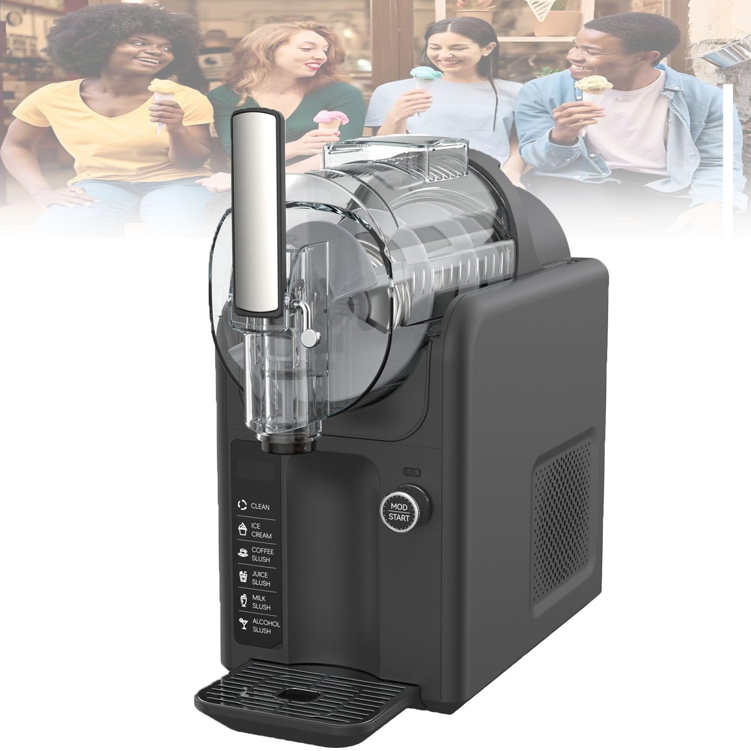 ToayNia 2L Slushie & Soft Serve Ice Cream Maker,Frozen Drink With Self-Cleaning，15-25 Minutes To Make Cocktails, Cantaloupe Slushies, Watermelon Smoothies, Avocado Milkshakes Black
