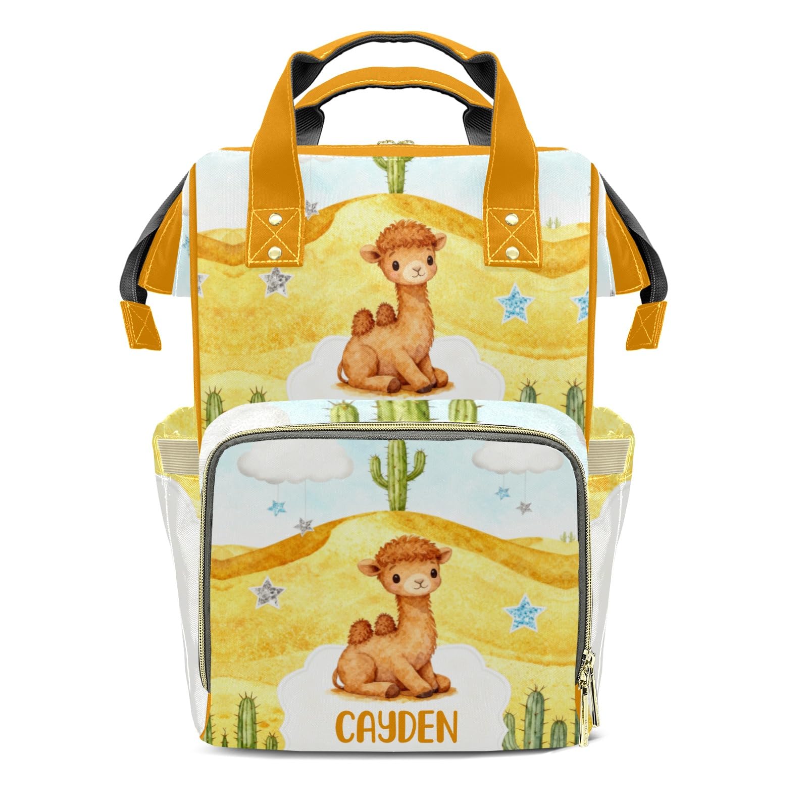 Personalized Diaper Bag Backpack Name Watercolor Camel Cactus Desert Gift the Best: Spacious Waterproof Nappy Bag for Men and Women
