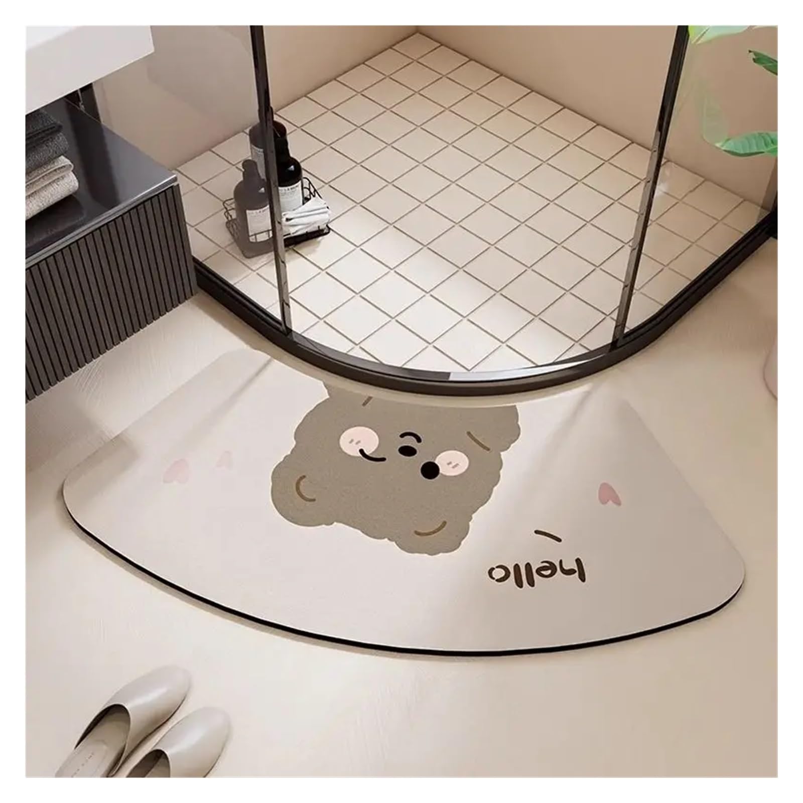 Alfombrilla for Suelo de baño, Alfombrilla for pies con Forma Abanico diatomeas Que Absorbe el Agua, Almohadilla Antideslizante for Puerta Cuarto y Ducha(01,50x90cm-A)