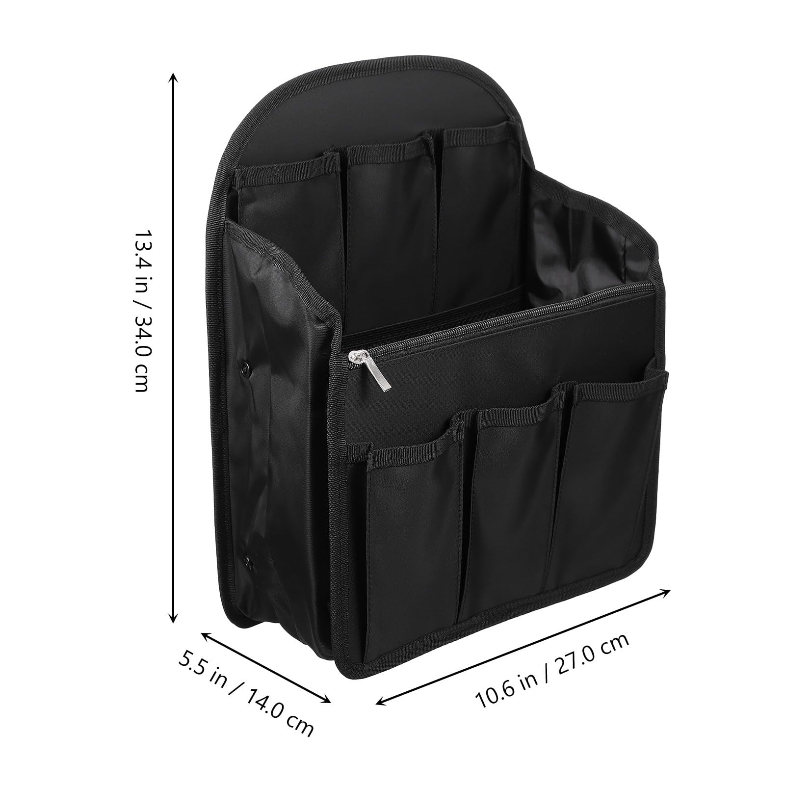 Inserto Organizador de Mochila Negro Grande de Nailon Resistente, Bolsa Interior Multifunción Múltiples Compartimentos y Bolsillos Cremallera para Viaje y Trabajo