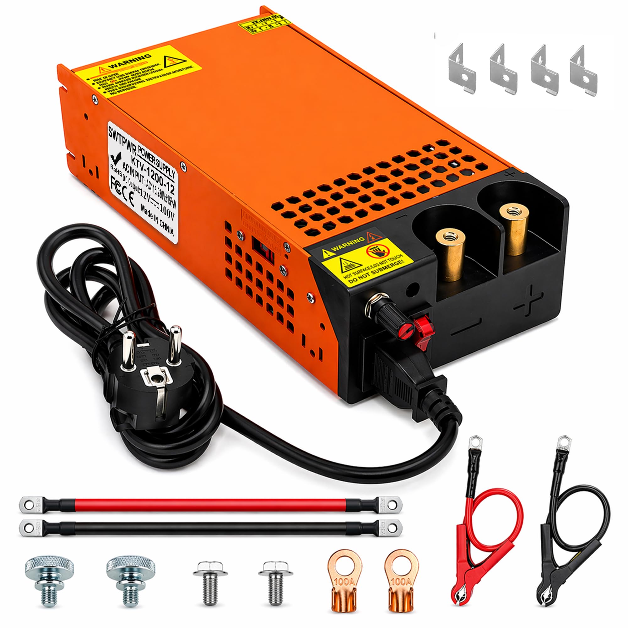 Upgraded AC na DC 12 V 100 A 1200 W zasilacz transformator, zasilacz 230 V AC na DC, transformator 12 V, przemysłowy do listwy świetlnej LED, kamery CCTV, radia SMPS (12 V, 100 A, 1200 W)