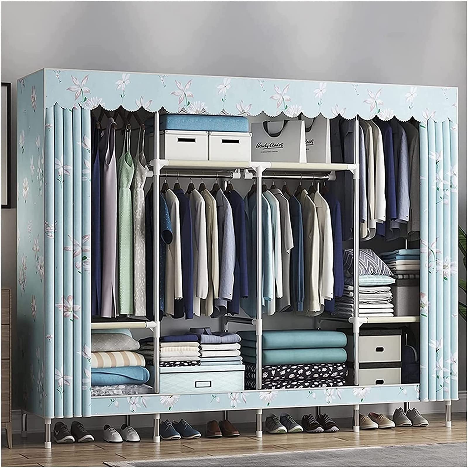 Armoire en tissu pour chambre à coucher résolvant le manque de placard