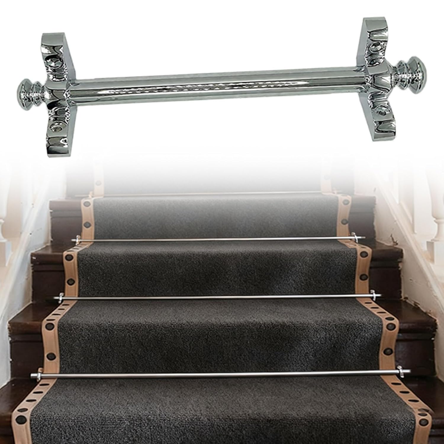 Custom Staircase Carpet Metal Holders, Rods for Stairs Inside Residential/Commercial, Stair Tubes to Improve The Slip Resistance and Safety(10pack,20in/50cm)